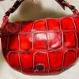 Dooney & Bourke Red Croc Embossed Hobo Bag